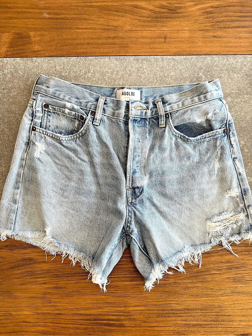 Agolde Parker Long Denim Jean Shorts Waist 29 in Blue